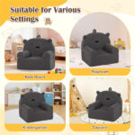 Bear-Shaped Kids Sofa, Teddy Fleece Foam Chair for Toddlers 3+, Portable Bear-Shaped Couch (Gray) - Image 9