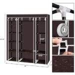69" Portable Clothes Closet Wardrobe Storage Organizer with Non-Woven Fabric Quick and Easy to Assemble Extra Strong and Durable Dark Brown - Image 17