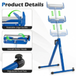 2-Pack Heavy Duty Metal Folding Roller Stand with Edge Guides Portable Woodworking Support - Blue - Image 6