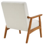 Solid Wood Armrest Teddy Velvet Simple Single Indoor Lounge Chair Backrest Creamy-White - Image 6