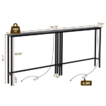 Same Code 43040790 2 Pack 39.4" Narrow Console Sofa Table with Power Outlets and USB Ports, Long Couch Table with Metal Frame and Charge Station with 4.9ft Extension Cord, Black - Image 3