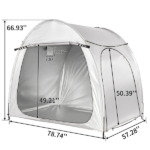6.8x4.9FT Light Gray Arched Bicycle Storage Shed, 210D PU Silver Coated Oxford, Black Fiberglass Rod Frame, Front&Side Dual Doors, Inner Storage Bag & Portable Carry Bag - Image 5