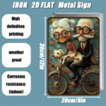 CIFbuy Vintage Metal Wall Art Retro Bike Couple With Dog Cyan Floral Background 8x12 Inch Farmhouse Home Decor Sign Gift TikTok, TikTok, Self-pickup Logiopics - Image 2
