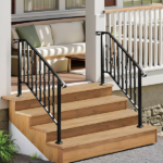 [Same Code 16547875 16547875]Matte Black Outdoor 3 Level Iron Handrail - Image 13