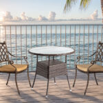 31.5" Patio Table for 4-Person, Outdoor Patio Wicker Round Dining Table, All-Weather Rattan Bistro Dining Table w/Glass Tabletop for Backyard Deck Porch Poolside, Brown - Image 14