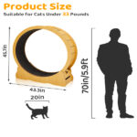 Cat Wheel Exerciser for Indoor Cats, 43.3-inch Large Cat Exercise Wheel for Running Silent, Cat Treadmill with Safety Lock for Cat's Fitness and Health, Natural Wood - Image 2