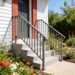 Handrails for Outdoor Steps, Iron Handrail Fits 4 Step, Transitional Handrail with Installation Kit, Silver - Image 6