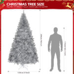 8 FT Pre-lit Artificial Christmas Tree, Hinged Xmas Pine Tree with 1350 Branch Tips, 500 Lights and Remote Control for Holiday Party Office Home, Silver - Image 12