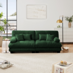 Cloud Couch 2 Seater Sofa for Living Room, Chenille 2 - Seat sofa with 2 Lumbar pillows and 2 throw pillows,Chenille Green - Image 9