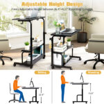 Black Wood Grain P2 15MM Particle Board with Melamine Coating Adjustable Computer Desk with 3 USB + 2 AC Outlets - Image 17
