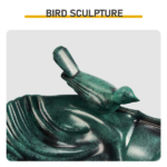 50*36*81cm Dark Green Resin Bird Bath With Shell Edge & 1.4W Solar Fountain - Image 2