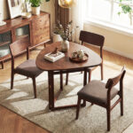 31.5" Small Folding Dining Table, Walnut Solid Wood Foldable Kitchen Table for 2 People - Image 2