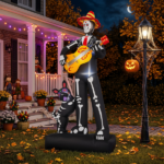 7.3ft Ghostly Musician with Dog, 6 LEDs, Black, White, Orange, Halloween Inflatable Decoration, 1500mA, 12V, US Standard - Image 10