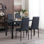 4pcs Elegant Assembled Stripping Texture High Backrest Dining Chairs Black Replace encoding 13028198-18410366 - Image 39