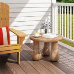 24" Round Mahogany Accent Table - Solid Wood, 110lbs Capacity, Indoor/Outdoor Use, Natural - Image 3