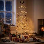 6ft Black PVC Metal Artificial Christmas Tree with Bow Topper, No Extra Ornaments, Daily Decor Tree - Image 12