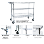 Heavy Duty Rolling Utility Cart,3 Tier Rolling Carts with Wheels,with Handle Bar & Shelf Liners,36"x18"x32"Storage Cart for Kitchen,Restaurant,Plant Display,Chrome - Image 16