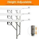Replace 87607347 4ft Foldable Lift Patio Plastic Table White - Image 42