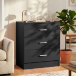 3-Drawer Chest with Textured Finish Drawer Dresser 22.05*12.99*25.98in Black - Image 12