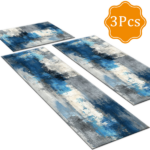 Three-piece kitchen rug set, non-slip and washable, abstract pattern kitchen hallway rug, soft and comfortable, suitable for sinks, floors, entrances, hallways and bathrooms. - Image 2