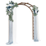 7FT Wooden Garden Arbor, Wedding Arch Backdrop Stand for Ceremony Party, Garden Pergola with Trellis for Climbing Plants, Dark Brown - Image 3