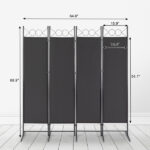 5.74FT 4-Fold Top With Shape 160g Polyester Cloth Plastic Feet Carbon Steel Frame Foldable Screen Black - Image 5
