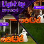 8FT Long Halloween Inflatables Pumpkins Ghost Outdoor Decorations, Blow Up Yard Decoration with Built-in LEDs Lighted for Lawn Garden Outside Indoor Decor - Image 9