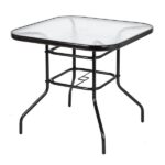 Outdoor Dining Table Square Toughened Glass Table Yard Garden Glass Table - Image 2