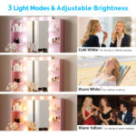 Pink particleboard with a melamine finish, a 2-drawer, 4-shelf dressing table set with 10 three-tone light bulbs, a power strip, and a grille. - Image 3