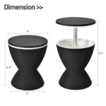 Black Outdoor Imitation Rattan Ice Cooler Side Table 8Gal 2-Height Adjustable with Drain Plug - Image 5