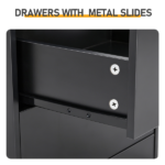 2 Drawers + 1 Shelf + 6-Shelf BedsideTable US Standard Power Supply (1 USB + 1 Type-C + 2 Triple-Prong) Storage Locker P2-12MM Particleboard Laminated Storage Cabinet 17.32*13.78*50in Black - Image 11