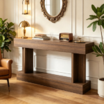 Brown 63" Long Console Table, Vintage Narrow Entryway Table with Storage Shelf for Living Room Hallway - Image 6