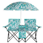 Portable Outdoor 2-Seat Folding Chair with Removable Sun Umbrella Pineapple - Image 10