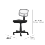 Armless Height-Adjustable Low-Back Task Chair with Plush Padded Seat, White Mesh (Shipment from Walmart) - Image 2