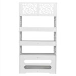 Wood-plastic Board Five Tiers Carved Shoe Rack White A - Image 15