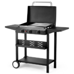 Replace 97621364 3-Burner Flat Top Gas Griddle Cooking Station with Ceramic Coated Cast Iron Pan, 30,000 BTU Propane Fuelled Griddle Station with Side Shelves & Spice Rack for Outdoor Barbecue Backyard Cookout - Image 5