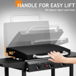 Replace 97621364 3-Burner Flat Top Gas Griddle Cooking Station with Ceramic Coated Cast Iron Pan, 30,000 BTU Propane Fuelled Griddle Station with Side Shelves & Spice Rack for Outdoor Barbecue Backyard Cookout - Image 8