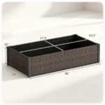 46" Outdoor Woven Raised Planter Box, Weather Resistant Rattan Garden Container with Adjustable Feet for Balcony Porch Flower Growing - Image 9