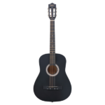 Matte Black 38-inch Round Acoustic Guitar with Picks, Strings, Capo, Case, Tuner, and Strap