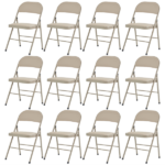 4pcs Elegant Foldable Iron & PVC Chairs for Convention & Exhibition Light Brown - Image 17