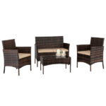 2pcs Arm Chairs 1pc Love Seat & Tempered Glass Coffee Table Rattan Sofa Set Brown Gradient SAME AS 45313116 - Image 25