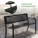 47in PVC Mesh Backrest Iron Bench Black - Image 9