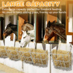 Large Capacity Hay Feeder, Heavy-Duty Steel Goat Hay Rack, 22.8" Long Wall Mounted Horse Hay Holder, Multiple Sided Feeding Rack for Sheep Farm Livestock Indoor Outdoor, Silver - Image 8
