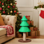 31.5in Christmas Tree Cat Scratcher, Cat Scratching Post for Indoor Cats, Large Sisal Cat Scratching Tree Cat Scratch Tower, Green - Image 6