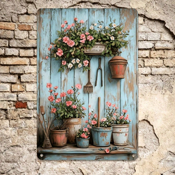 CIFbuy Vintage Metal Sign 8x12 Inch, Floral Gardening Tools Iron Wall Plaque, Waterproof Rustproof 2D Flat Hanging Art Decor For Home G TikTok, TikTok, me G Self-pickup Logiopics