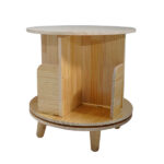 1-Layer Rotating Bookcase 360 Rotating Display Rack Pine Wood Rotating Bookshelf - Image 6
