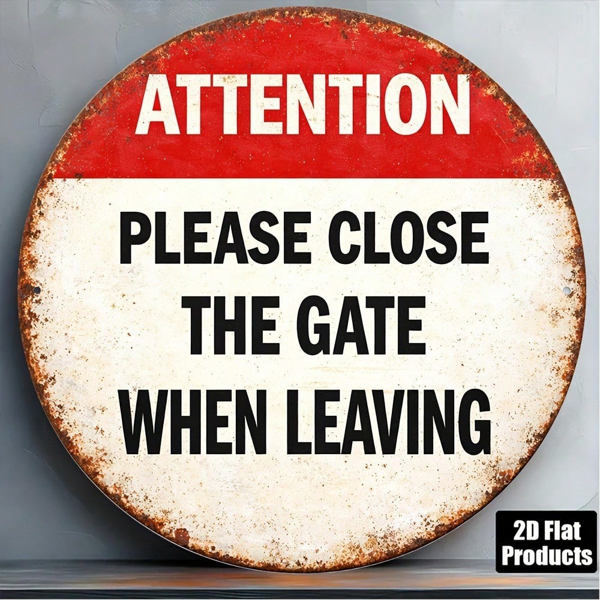 CIFbuy 1pc 8x8in 2D Flat Round Sign, "Please Close The Door" Plaque, Caution Warning Decorative Sign for Garage Courtyard Farm, Warning Decorative Sign for Garage Courtyard Farm, E TikTok, Tok, temu Self-pickup Logim,ics