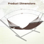 2-Person Polyester Caribbean Hammock with Hardwood Spreader Bars, 600lbs Weight Capacity Double Hammock for Patio Garden-Brown - Image 4