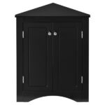 Black Triangle Bathroom Storage Cabinet with Adjustable Shelves, Freestanding Floor Cabinet for Home Kitchen - Image 13