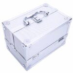 SM-2176 Aluminum Makeup Train Case Jewelry Box Cosmetic Organizer with Mirror 9"x6"x6" Silver - Image 10